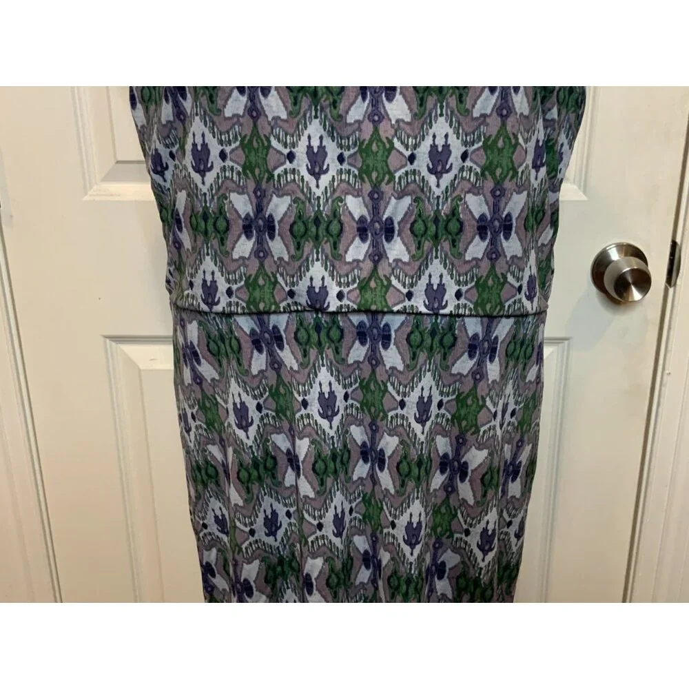 Tory Burch Gray Abstract Print Sleeveless Blouson Midi Dress, Size Large